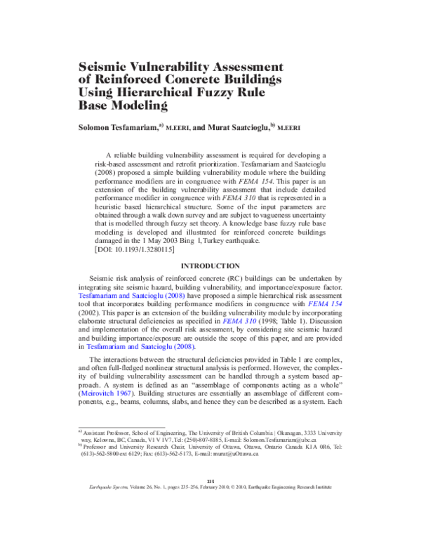 (PDF) Risk-Based Seismic Evaluation of Reinforced Concrete Buildings