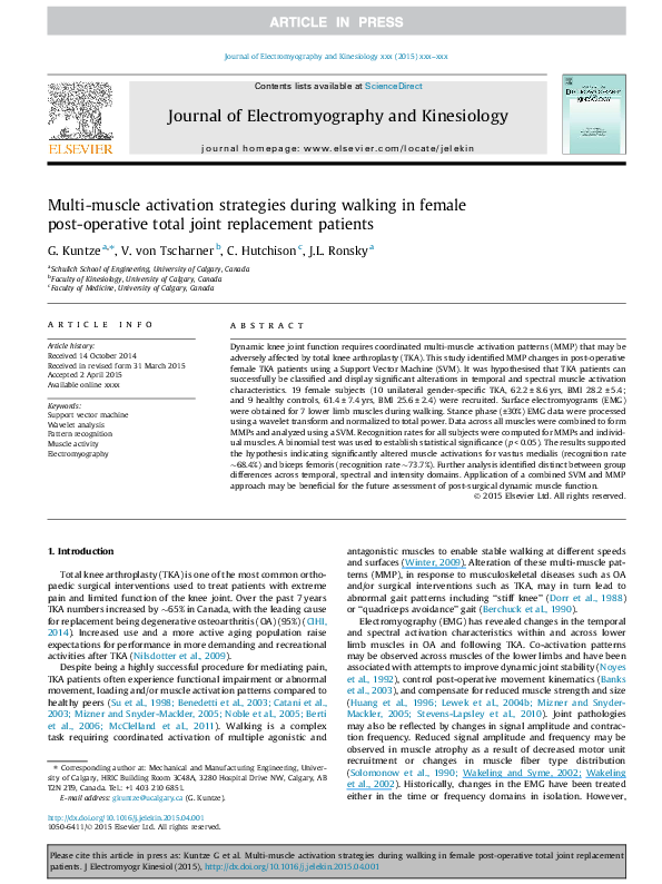 (PDF) Multi-muscle activation strategies during walking in female post ...