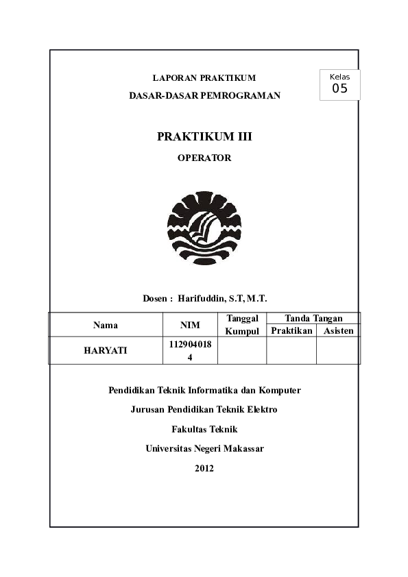 (DOC) Dasar-Dasar Pemrograman (OPERATOR)