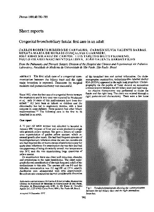 (PDF) Congenital bronchobiliary fistula: first case in an adult