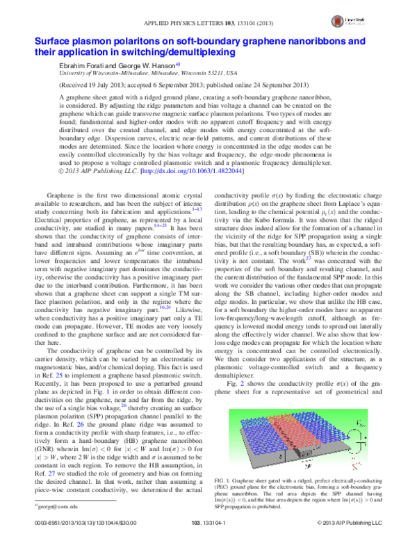 (PDF) Surface plasmon polaritons on soft-boundary graphene nanoribbons ...