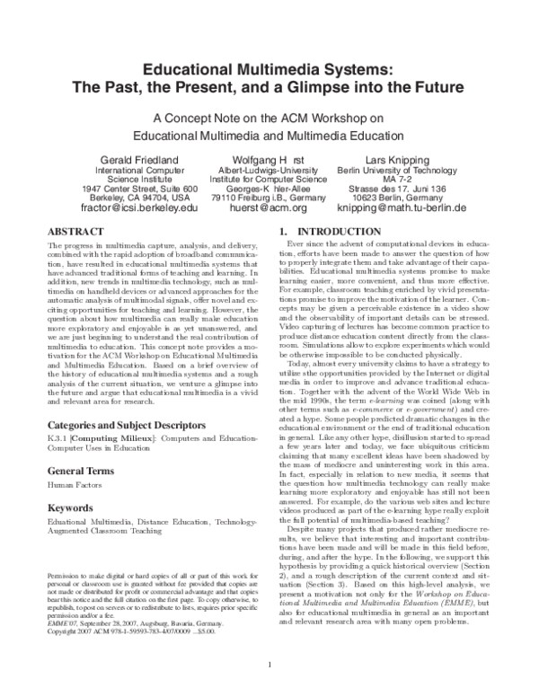 (PDF) Educational multimedia systems Lars Knipping Academia.edu
