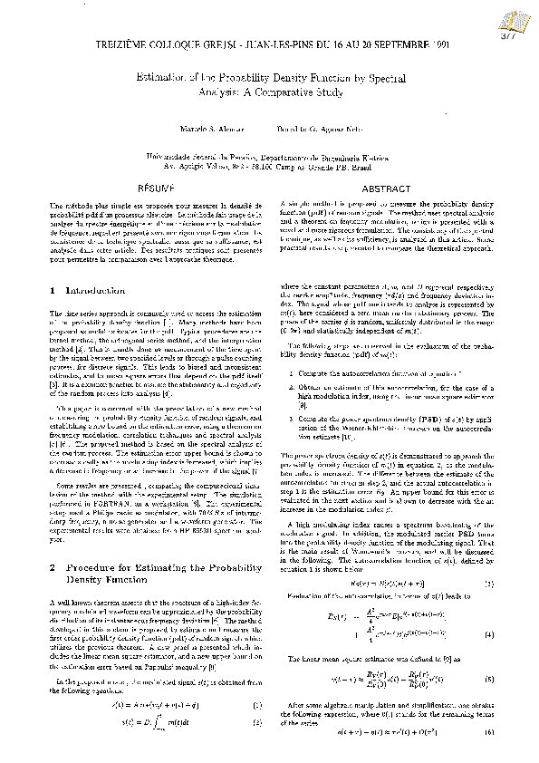 (PDF) Estimation of the probability density function by spectral ...