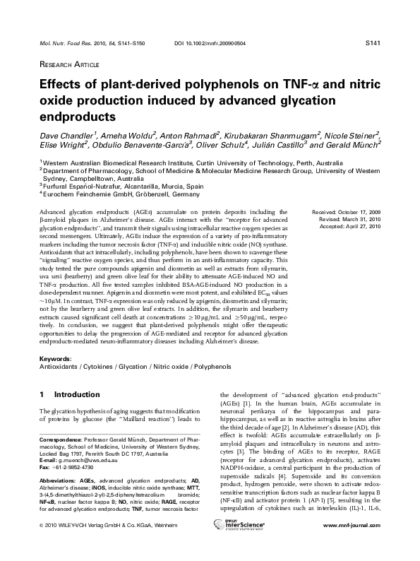 (PDF) Effects of plantderived polyphenols on TNFα and nitric oxide