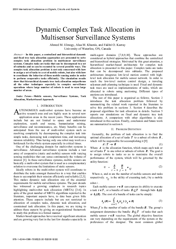 (PDF) Dynamic complex task allocation in multisensor surveillance systems