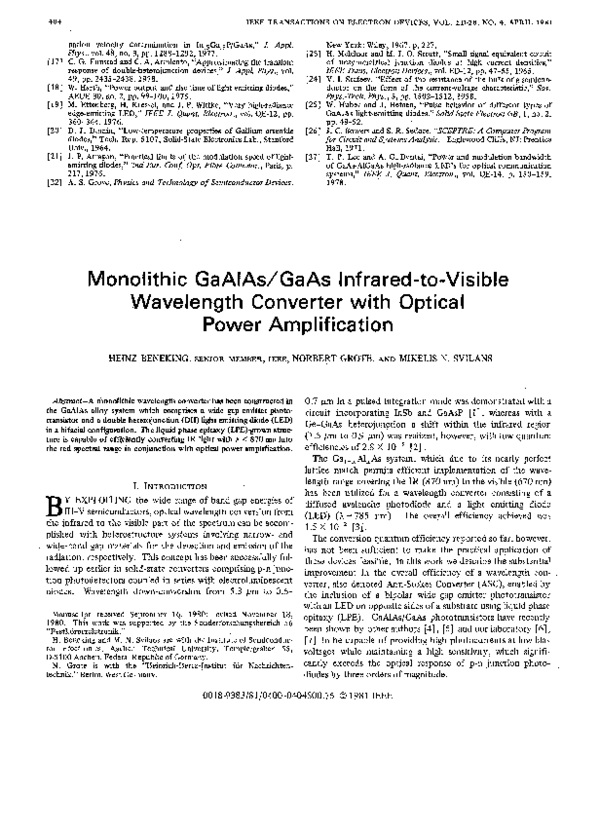 (PDF) Monolithic GaAlAs/GaAs infrared-to-visible wavelength converter ...