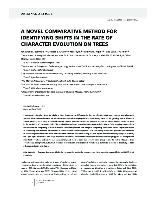 (PDF) A Novel Comparative Method for Identifying Shifts in the Rate of ...