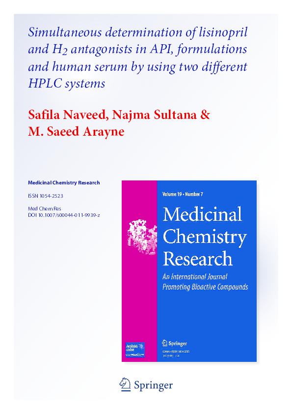 (PDF) Validated Method for the Simultaneous Determination of Lisinopril ...