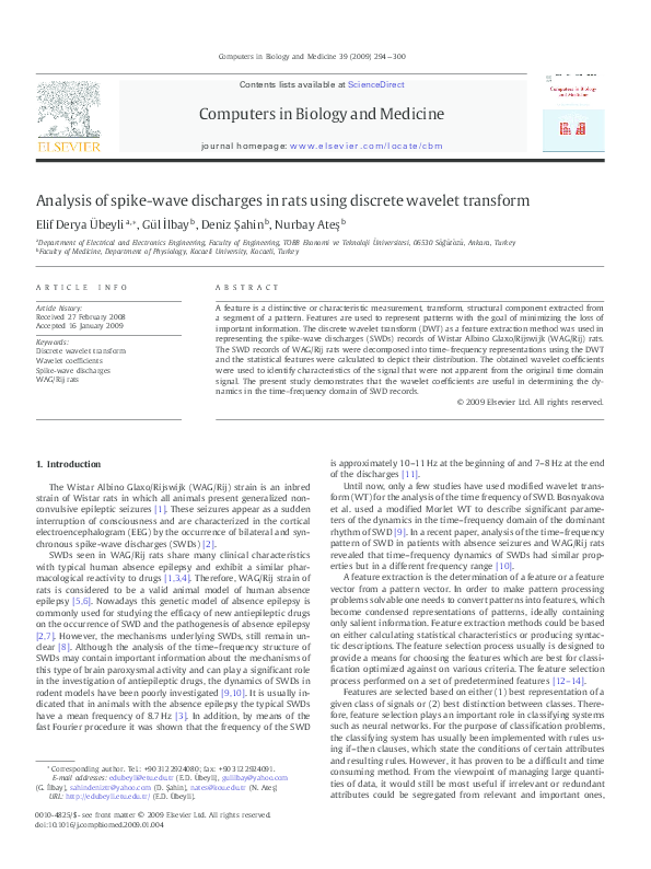 (PDF) Analysis of spike-wave discharges in rats using discrete wavelet ...