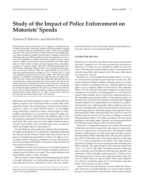 (PDF) Study of the impact of police enforcement