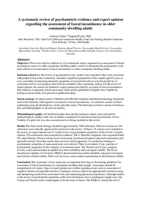 (PDF) A systematic review of psychometric evidence and expert opinion ...