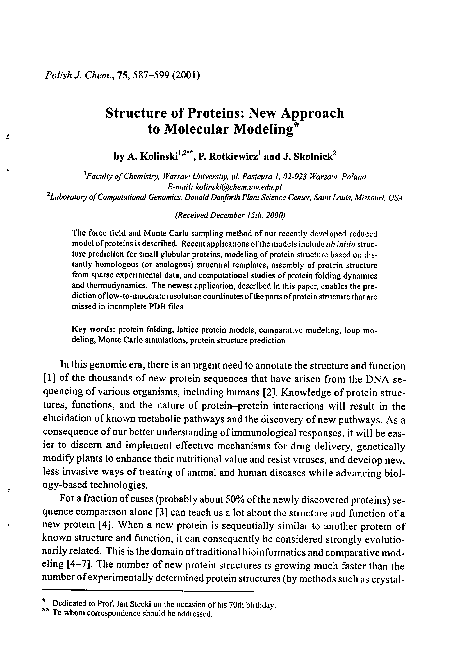 (PDF) Structure of proteins: New approach to molecular modeling | Piotr ...