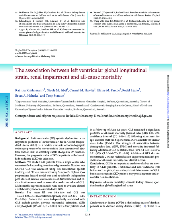 (PDF) The association between left ventricular global longitudinal ...