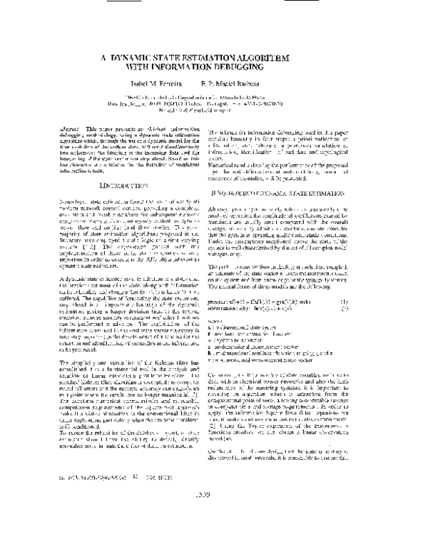 (PDF) A dynamic state estimation algorithm with information debugging ...