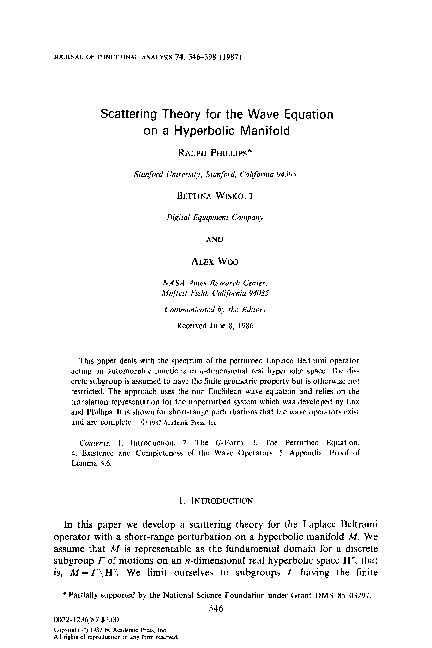 (PDF) Scattering theory for the wave equation on a hyperbolic manifold
