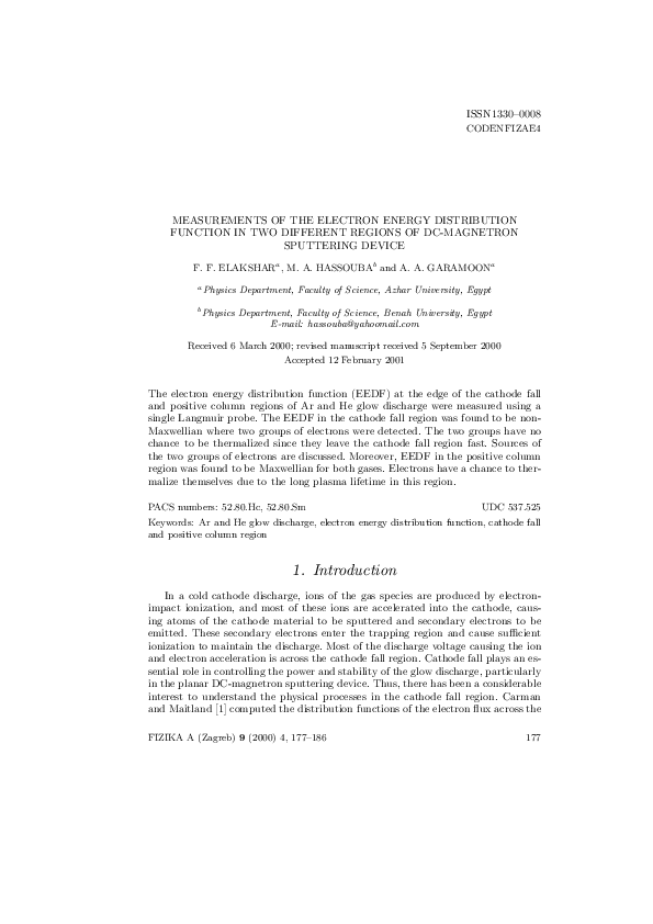 (PDF) Measurements of Electron Energy Distribution Functions in Pulse ...