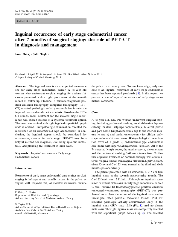 (PDF) Inguinal recurrence of early stage endometrial cancer after 7 ...
