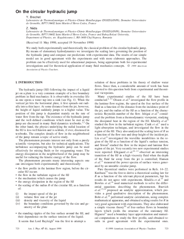 (PDF) On the circular hydraulic jump Neda Zoltan Academia.edu