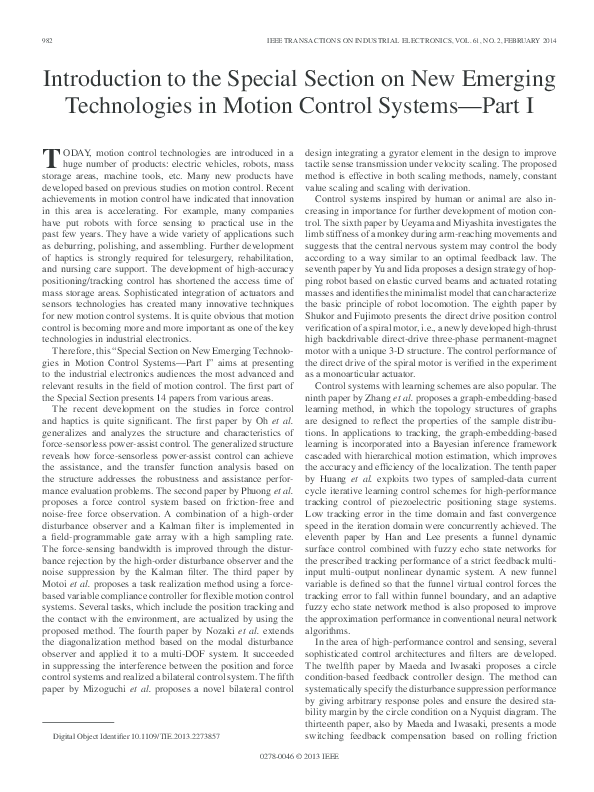 (PDF) Introduction to the special section on new emerging technologies