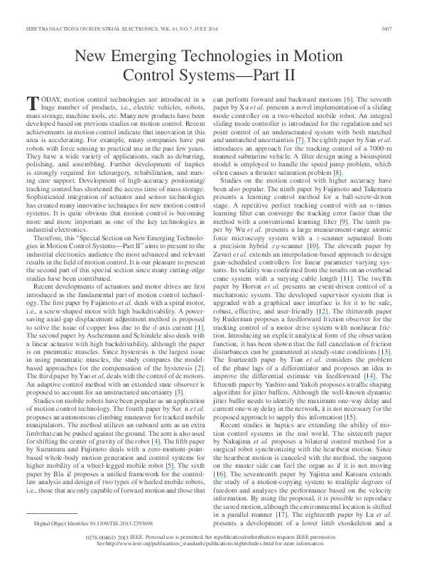 (PDF) New Emerging Technologies in Motion Control Systems Part II