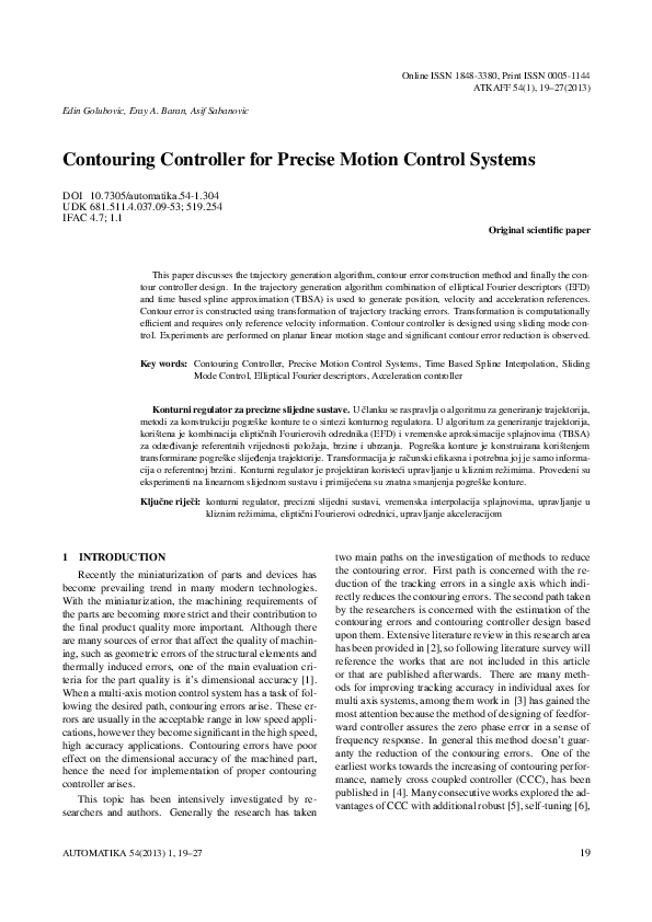 (PDF) Contouring Controller for Precise Motion Control Systems Asif
