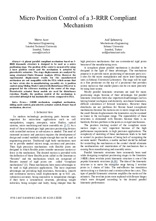 (PDF) Micro position control of a 3RRR compliant mechanism Asif