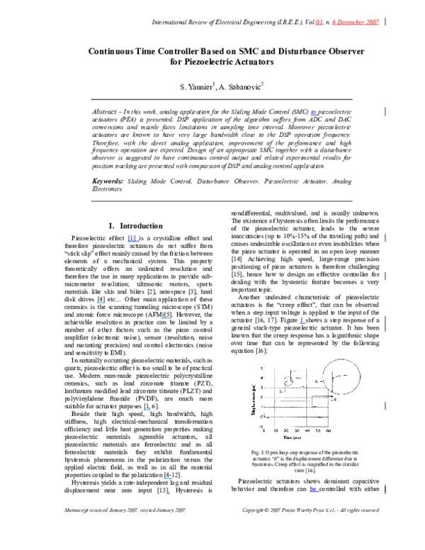 (PDF) Continuous time controller based on SMC and disturbance observer
