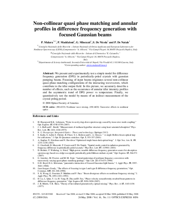 (PDF) Non-collinear quasi phase matching and annular profiles in ...