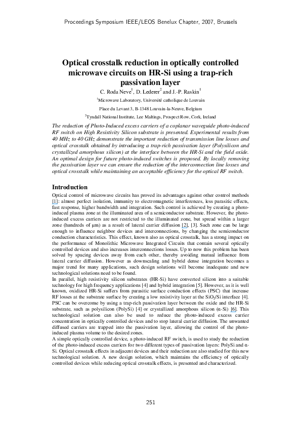 (PDF) Optical crosstalk reduction in optically controlled microwave ...