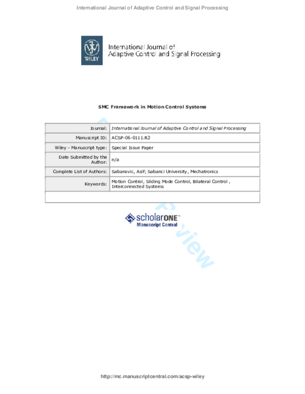 (PDF) SMC framework in motion control systems Asif Sabanovic