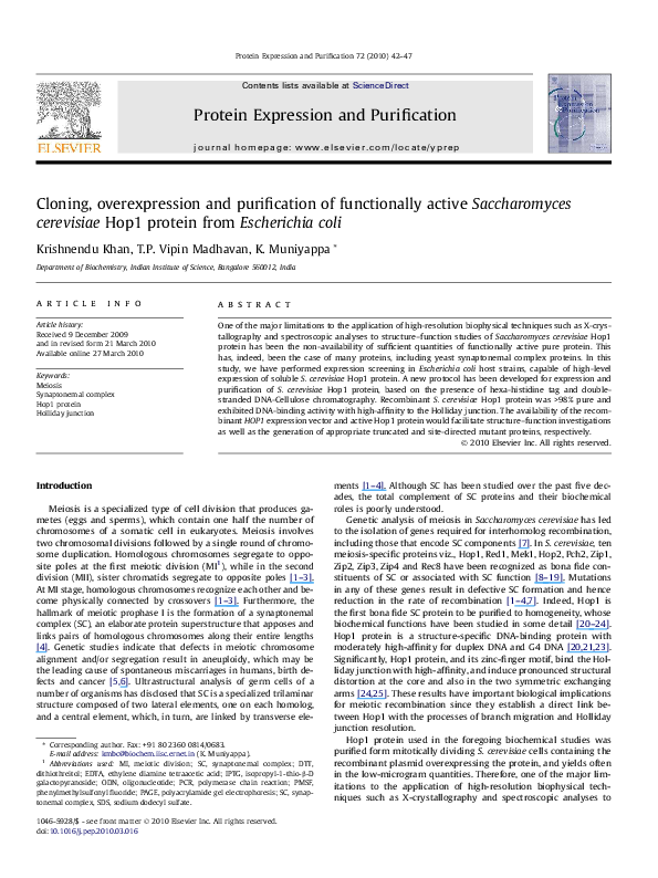 (PDF) Cloning, overexpression, and purification of functional human ...