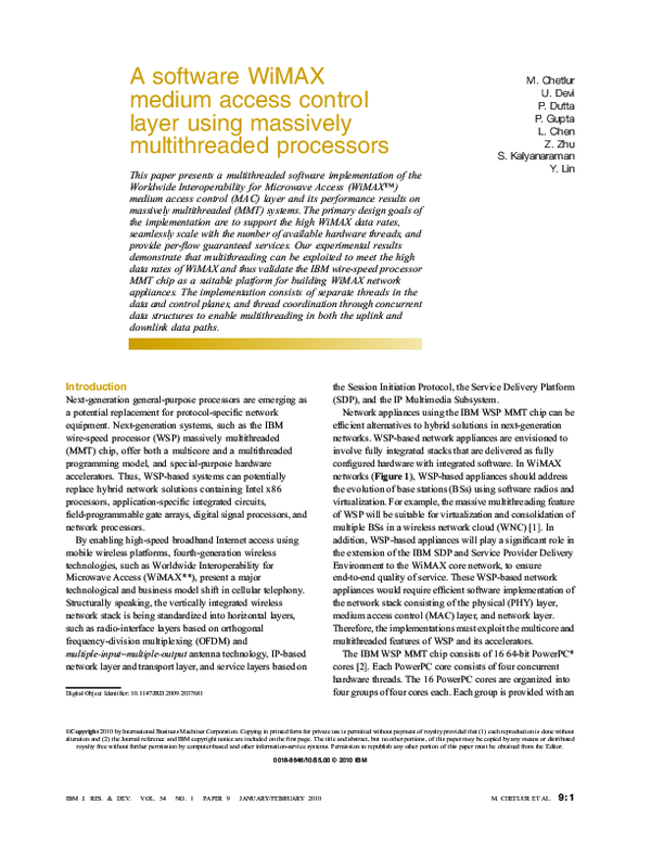 (PDF) A software WiMAX medium access control layer using massively ...