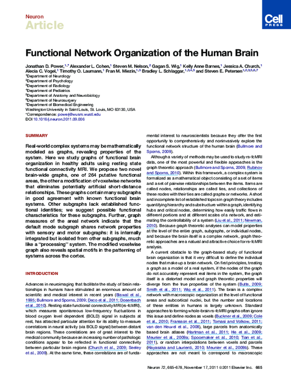 (PDF) Functional network organization of the human brain
