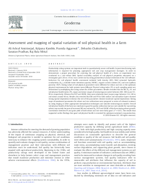 (PDF) Assessment and mapping of spatial variation of soil physical ...
