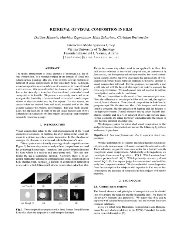 (PDF) Retrieval of Visual Composition in Film