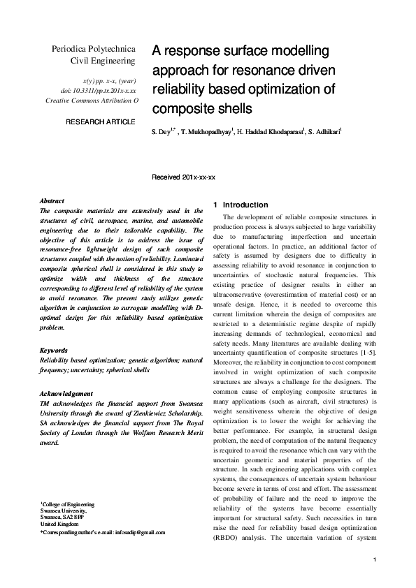 (PDF) A response surface modelling approach for resonance driven ...