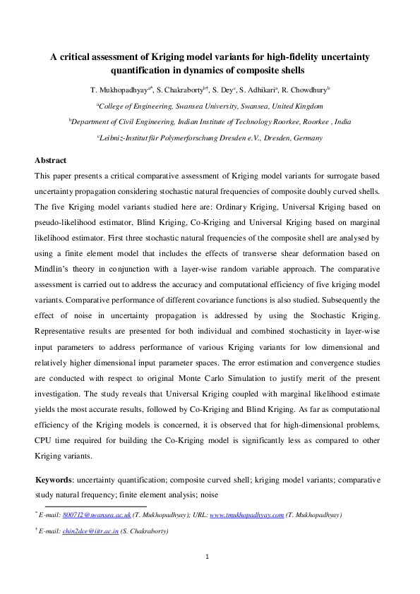 (PDF) A critical assessment of Kriging model variants for highfidelity