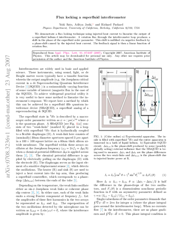 (PDF) Flux locking a superfluid interferometer