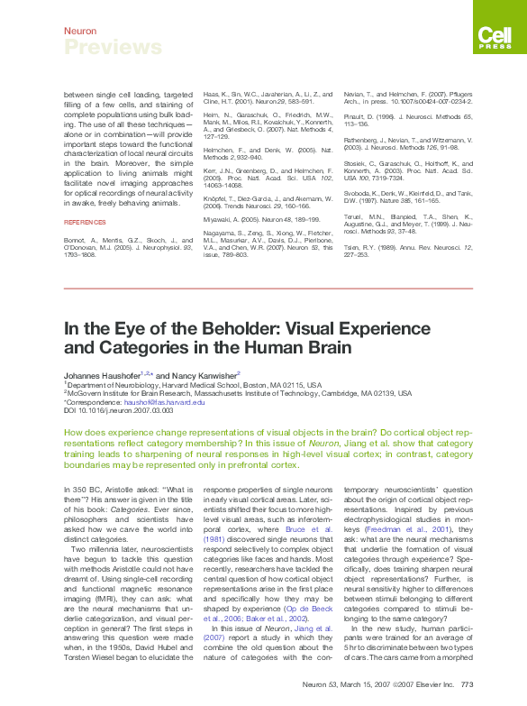 (PDF) In the Eye of the Beholder: Visual Experience and Categories in ...