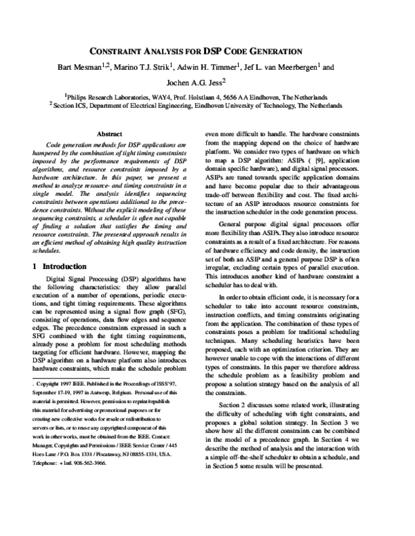 (PDF) Constraint analysis for DSP code generation