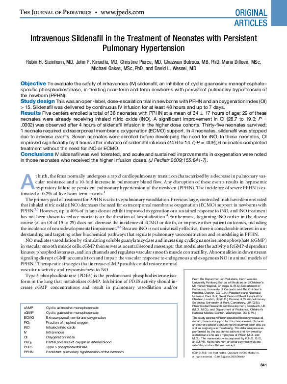PDF) Intravenous Sildenafil in the Treatment of Neonates with ...
