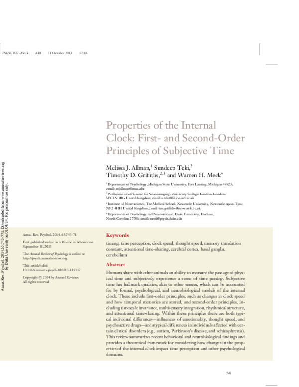 (PDF) Properties of the Internal Clock First and SecondOrder