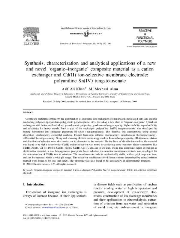 (PDF) Synthesis, characterization and analytical applications of a new ...
