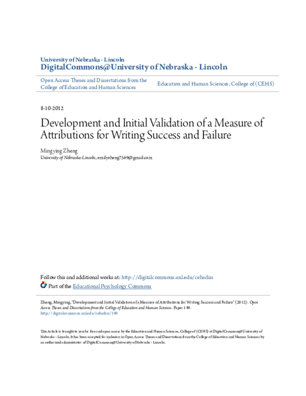 (PDF) Development and Initial Validation of a Measure of Attributions ...