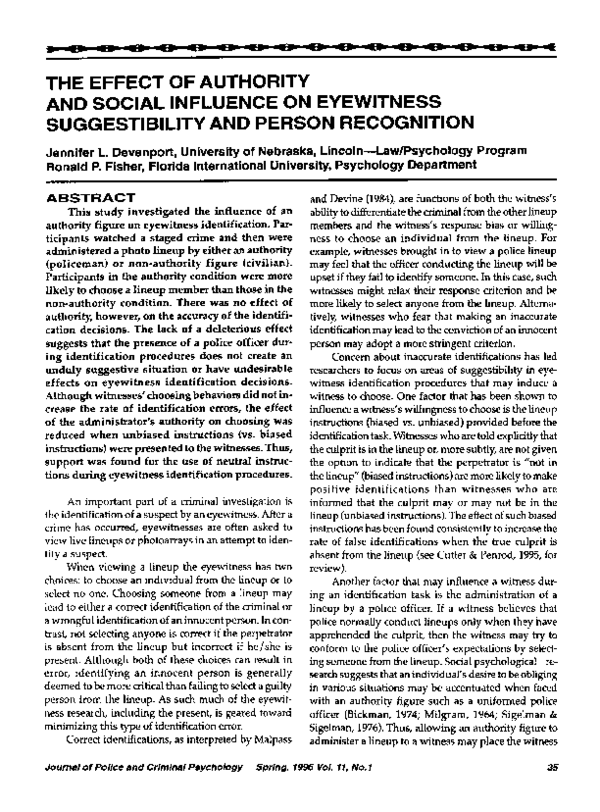 (PDF) The effect of authority and social influence on eyewitness ...