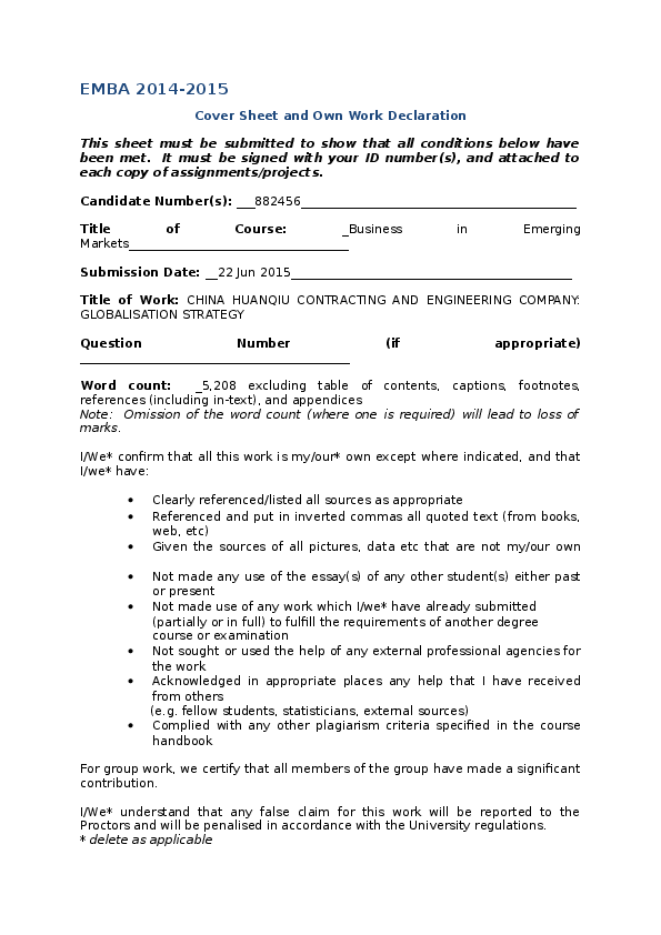 (DOC) HUANQIU CONTRACTING AND ENGINEERING COMPANY (HQCEC