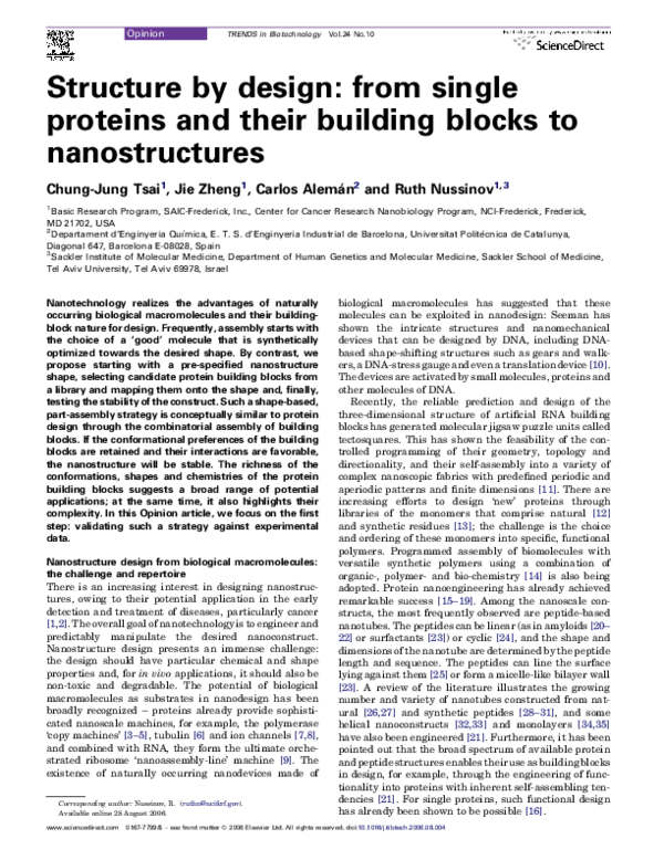 (PDF) Structure by design: from single proteins and their building ...