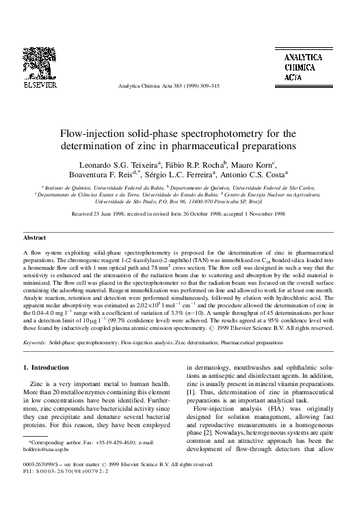 (PDF) Flowinjection solidphase spectrophotometry for the