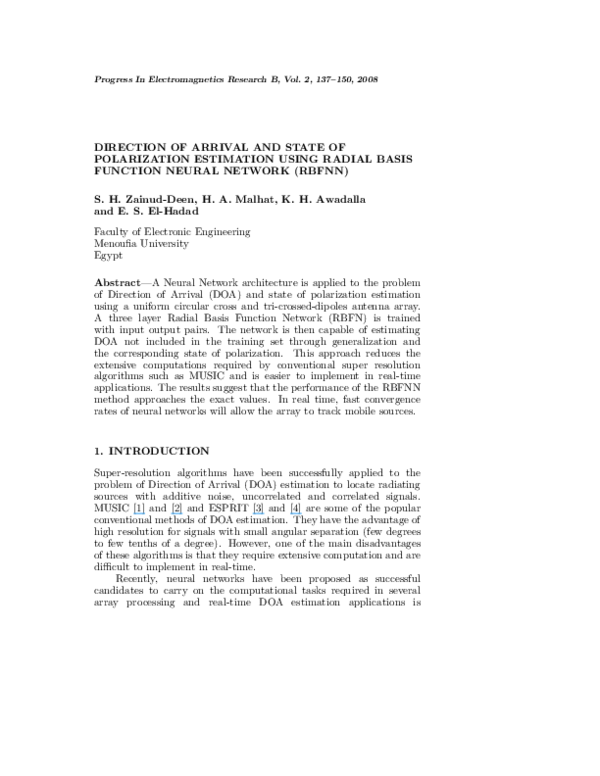(PDF) DIRECTION OF ARRIVAL AND STATE OF POLARIZATION ESTIMATION USING ...