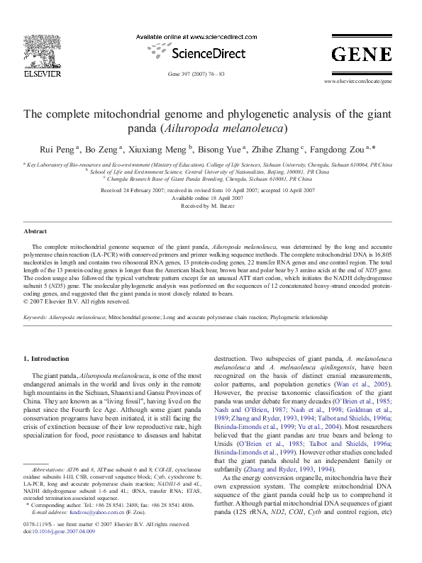 (PDF) The complete mitochondrial genome and phylogenetic analysis of ...